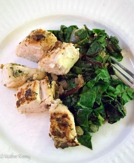 Turkey Tenderloins and Garlicky Chard