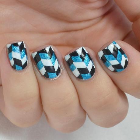 Herringbone Nail Art with CG So Blue Without You