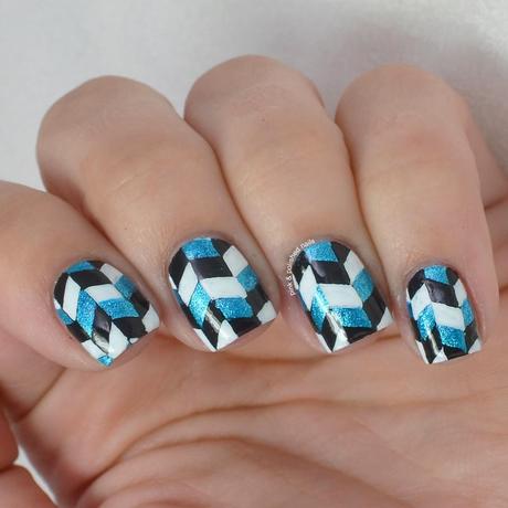 Herringbone Nail Art with CG So Blue Without You