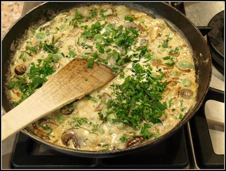Cooking the first of the Broad Beans