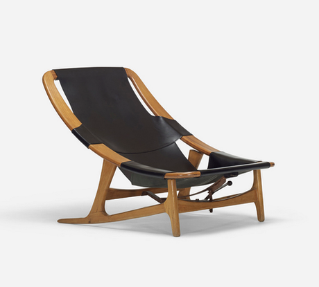 Wright 20th century furniture design auction includes a leather sling armchair by Norwegian designer Arne Tidemand Ruud