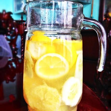 My detox water is ready to drink! Lemon + Cucumber
