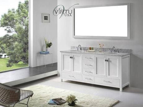 White Solid Wood Bathroom Vanity