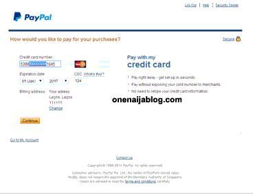 paypal credit card detail