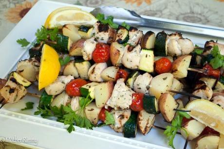 Herby Marinated Chicken Kabobs with Zucchini and Tomatoes