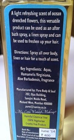 Puro Body & Soul Body Splash in Oceano Review