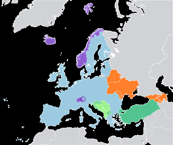 Blue: The European Union Green: Candidate coun...