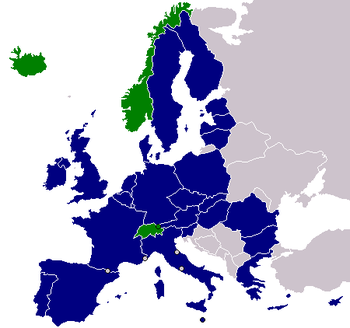 English: Map showing the members of the Europe...