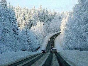 snow on either side of the road