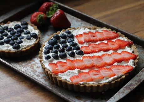 Berry Tart with Brown Butter Shortbread Crust, decorated for the Fourth of July! | from Bakerita.com