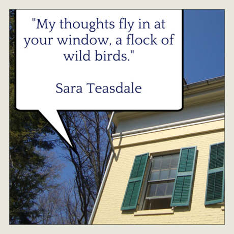 I never thought I would use this particular image in a blog post so I am delighted to have the chance now. Did you notice the hammer holding the window up? This was taken at Emily Dickinson's home and that window is her bedroom window. I loved partnering the quote from one incredible poet to the home of another incredible poet. Perhaps that alone will inspire something from you. Write about windows, birds or thoughts in flight.