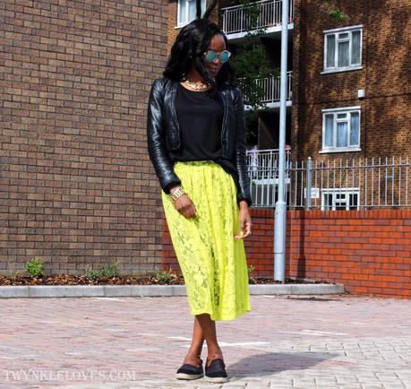 Today I'm Wearing: Yellow Lace + Black