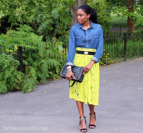 Today I'm Wearing: Yellow Lace + Denim