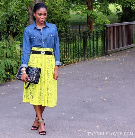 Today I'm Wearing: Yellow Lace + Denim