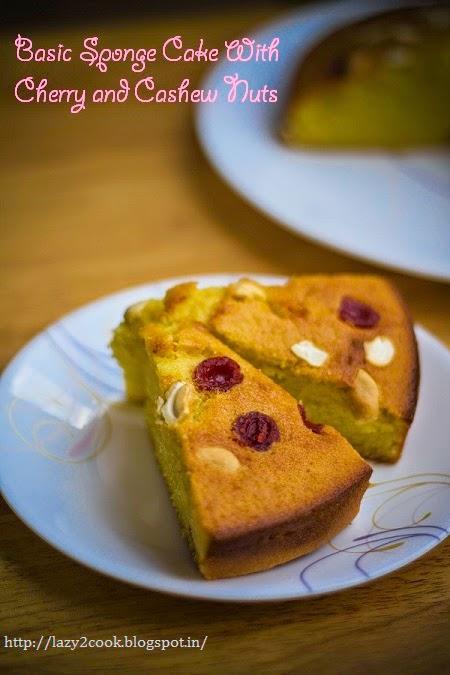 Basic Sponge Cake -With Cherries and Cashew Nuts