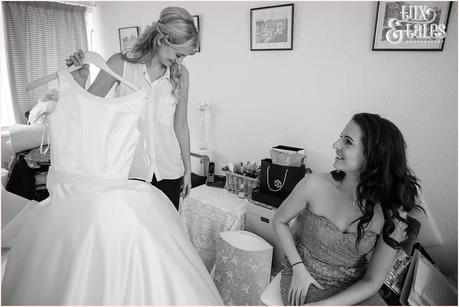 Wedding photograph of bride getting ready