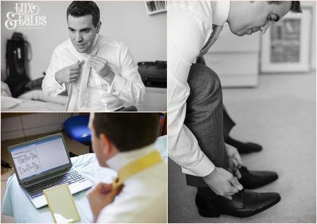 Groom preparation photography