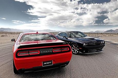 2015 Dodge Challenger SRT Supercharged (left) and Dodge Challeng