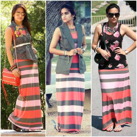 Three Ways To Wear Striped Maxi, Tanvii.com