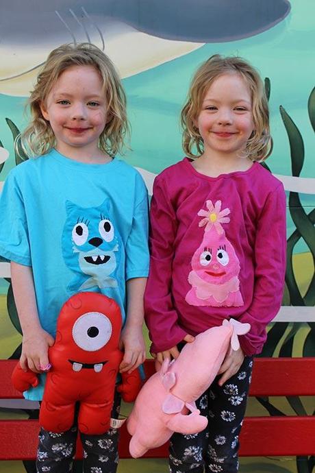 Happy girls with their new Toodee and Foofa shirts.