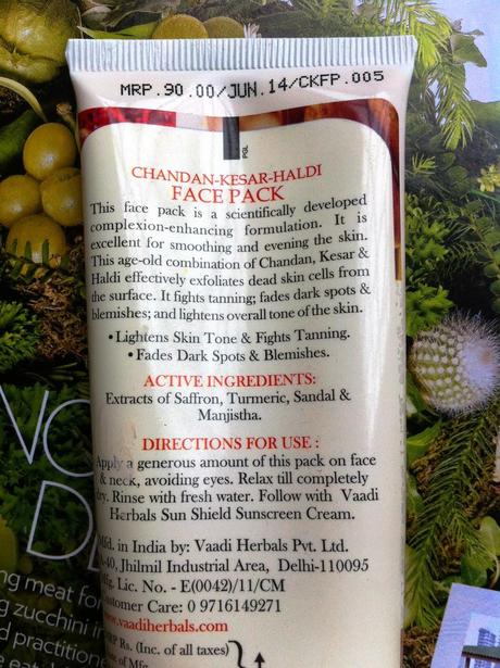 Vaadi Herbals Chandan Kesar Haldi Fairness Face Pack - Review