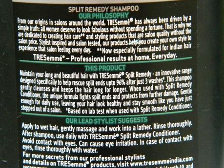Tresemme Split Remedy Split Rescue Shampoo Review Tresemme Split Remedy Split Rescue Shampoo