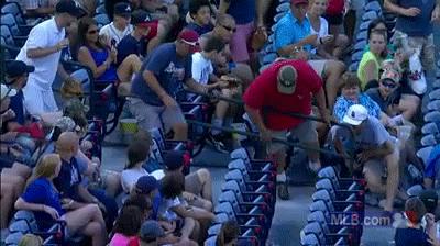 Bro Goes Head Over Heels Trying To Get A Foul Ball