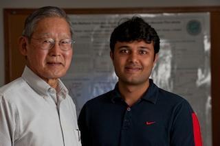 Rice University chemical engineer George Hirasaki, left, and alumnus Sayantan Chatterjee. (Credit: Jeff Fitlow / Rice University)