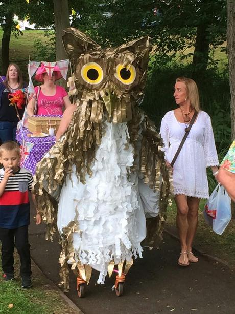 A trolley dressed as an owl.