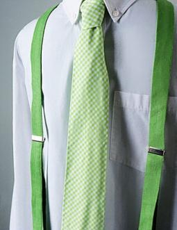 Lime linen suspenders