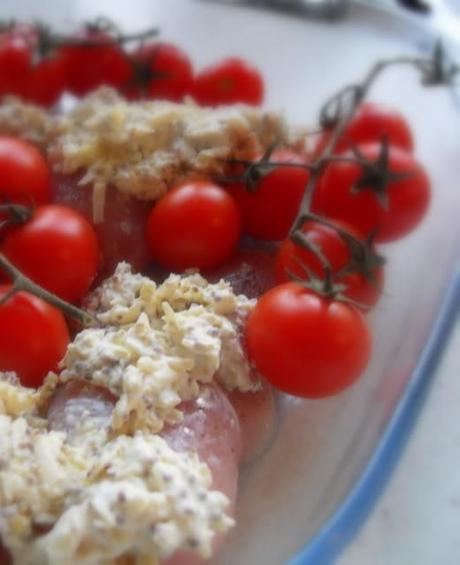 Chicken Rarebits with Roasted Cherry Tomatoes