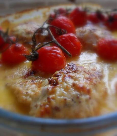 Chicken Rarebits with Roasted Cherry Tomatoes