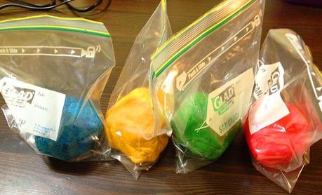 Playdough - In resealable bags so that the dough remains fresh and does not dry out.