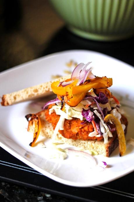 Sweet Potato and Tofu Burgers with Super Simple Slaw