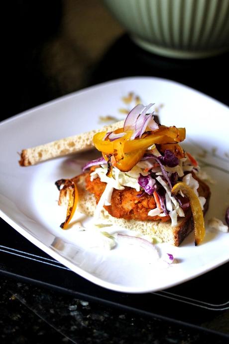 Sweet Potato and Tofu Burgers with Super Simple Slaw