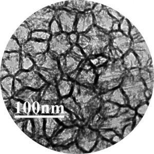 A novel sponge-like nanomaterial made of silicon (shown here under a microscope)