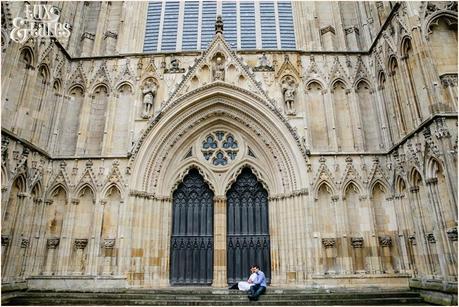 Engagement shoot at York minster by west entrance