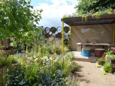 view of recycled garden at Hapton Court Flower Show 2014