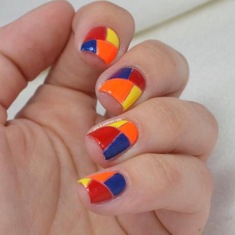 Primary color block negative space nails