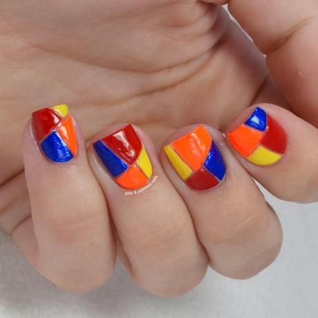 Primary color block negative space nails