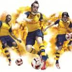 Gibbs, Cazorla, and Rosicky in away kit action.