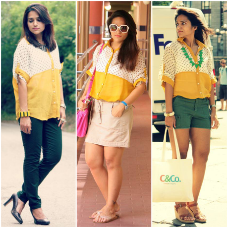 Three Ways To Style Yellow Polka Dot Blouse, Tanvii.com