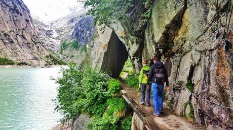 One of two places on the hiking trail where you walk along a narrow ledge.  It's not that scary and there is a cable to hang on to, but you should be fore-warned.