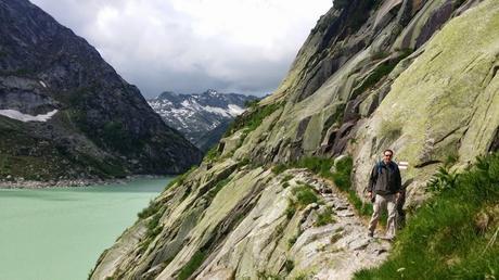 The Gelmer Lake hiking trail offers spectacular mountain and lake views the entire time!  Pictured is J.P. (my husband).