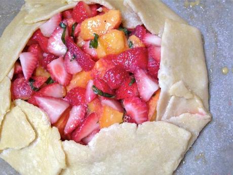 Strawberry Peach and Basil Galette 