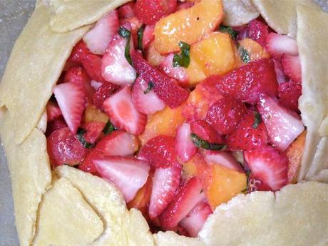 Strawberry Peach and Basil Galette 