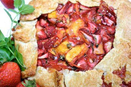 Strawberry Peach and Basil Galette 