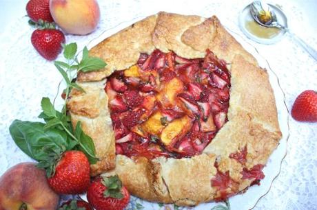 Strawberry Peach and Basil Galette 