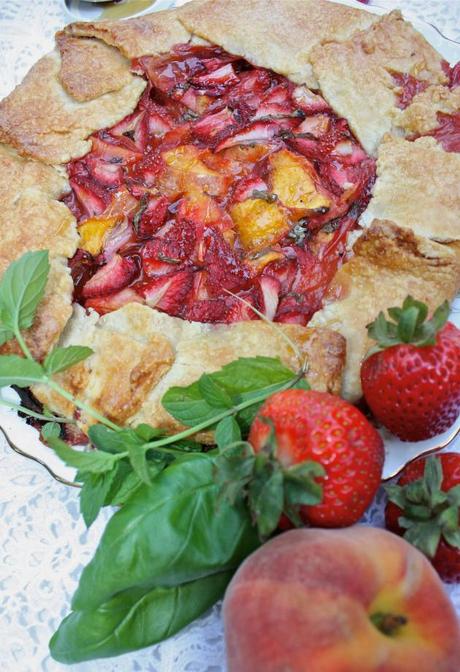 Strawberry Peach and Basil Galette 