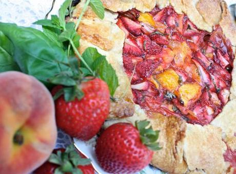 Strawberry Peach and Basil Galette 